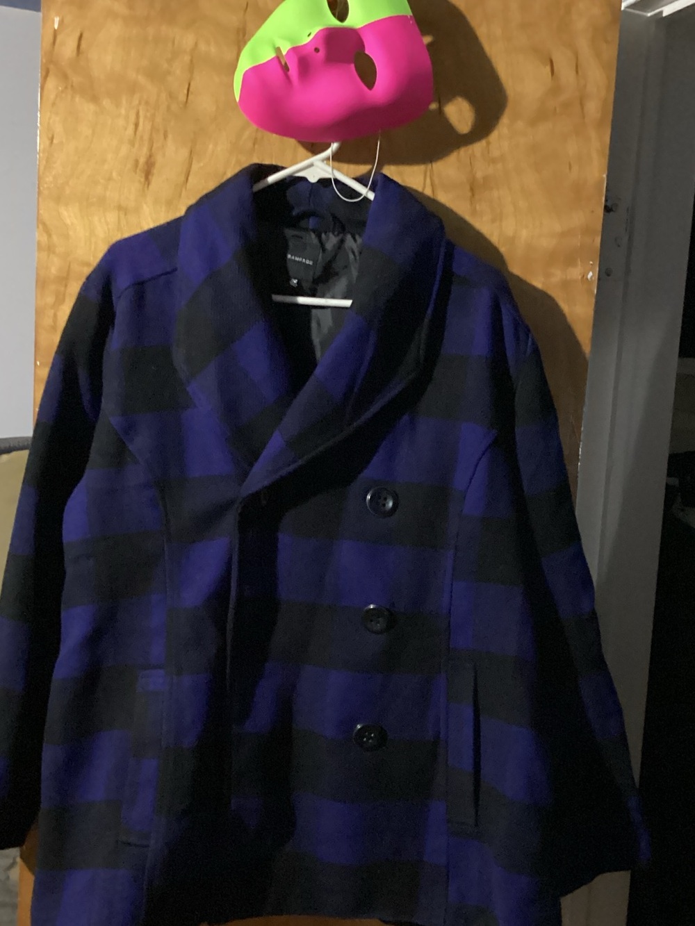 Rampage Blue and Black Plaid Peacoat